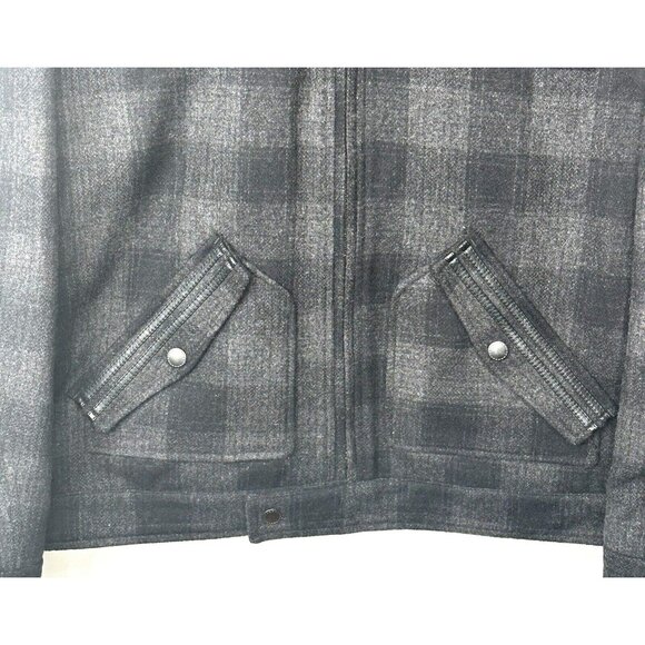 Black Rivet Womens Wool Blend Jacket Y2K Full Zip Gray Plaid Size X-Large (16) - Picture 4 of 13